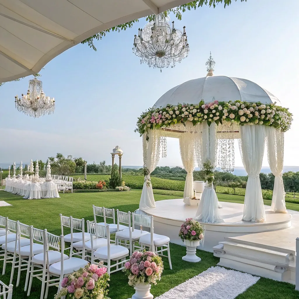 Luxury wedding venue setup